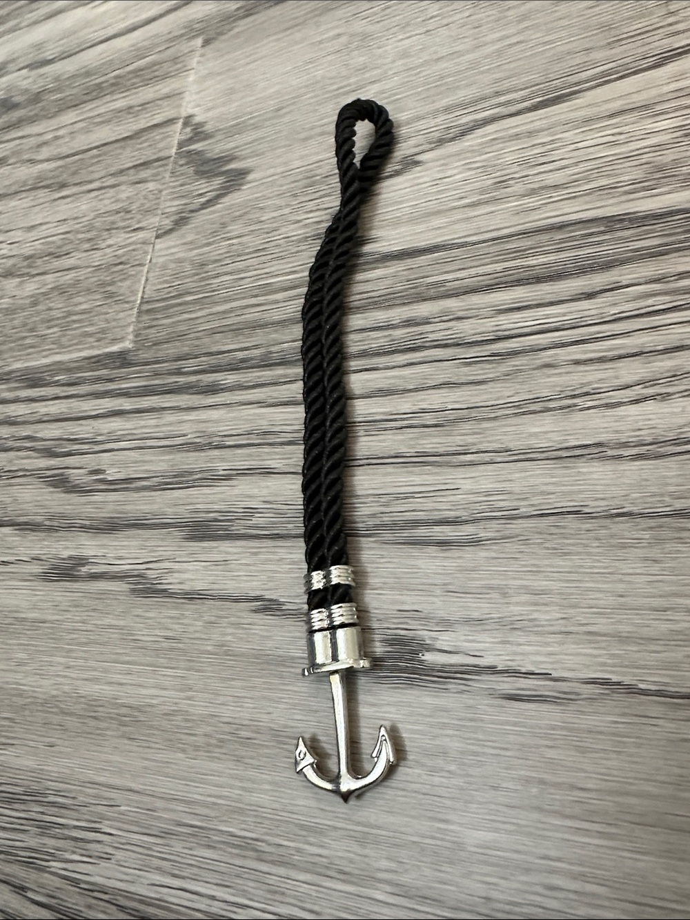 Anchor Charm Black Rope Bracelet